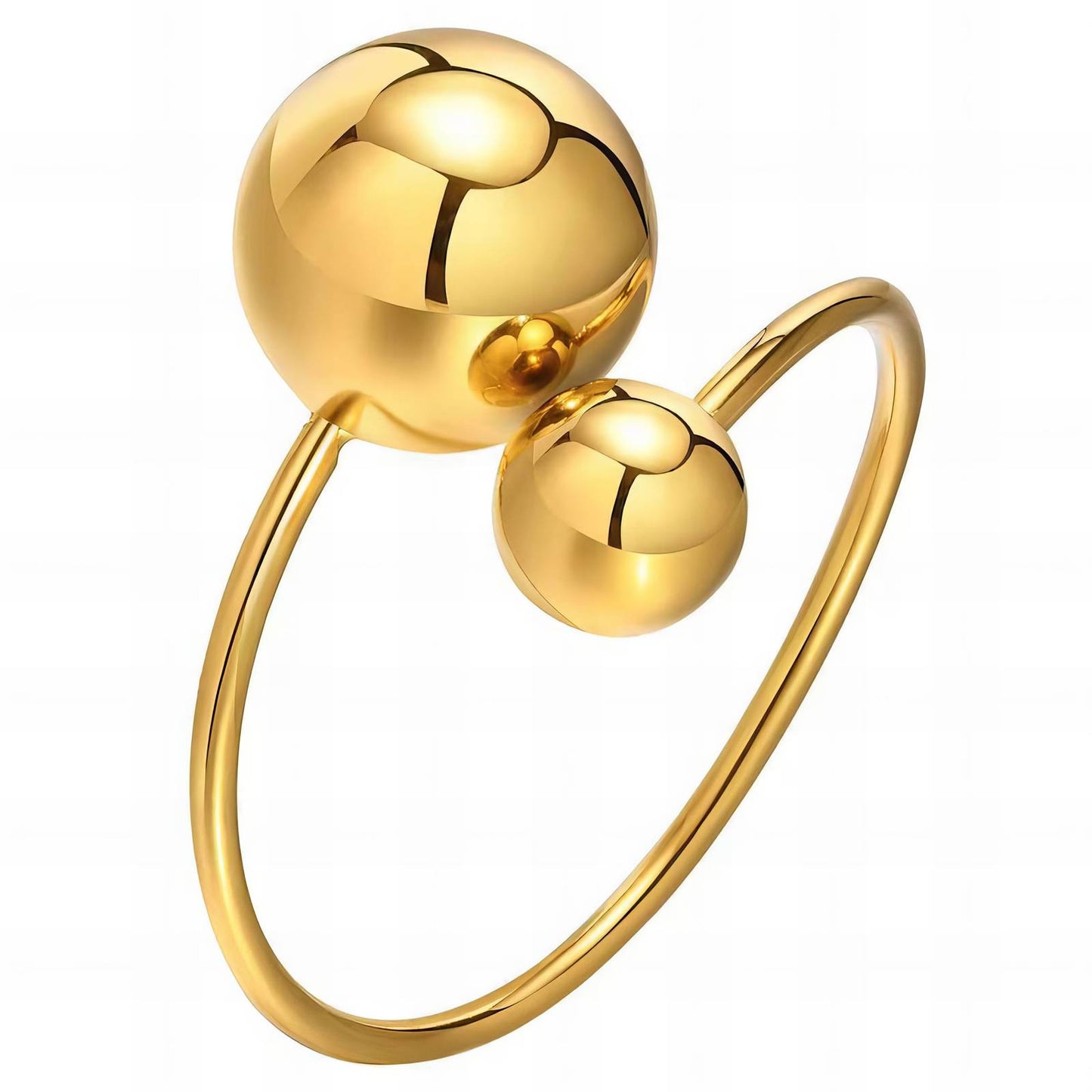 Gold ring with two spherical ends